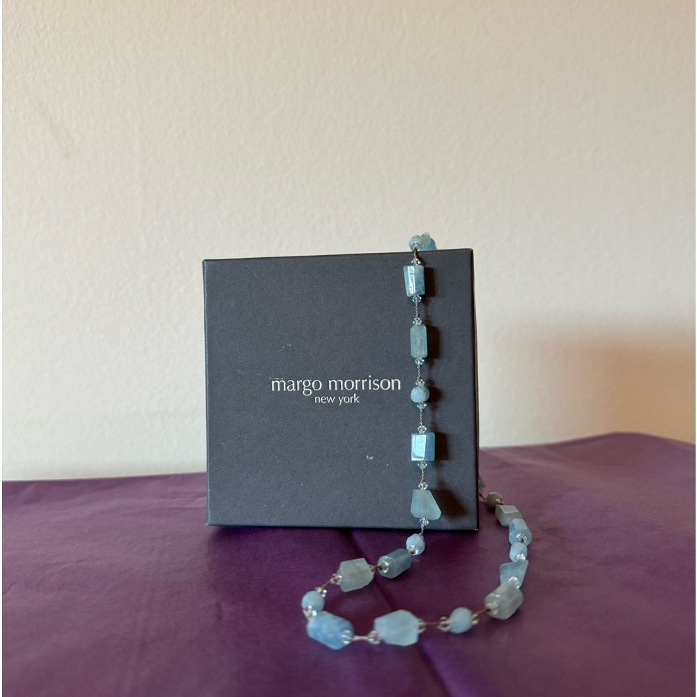 MARGO MORRISON 18" SHORT ICE BLUE NECKLACE EUC
